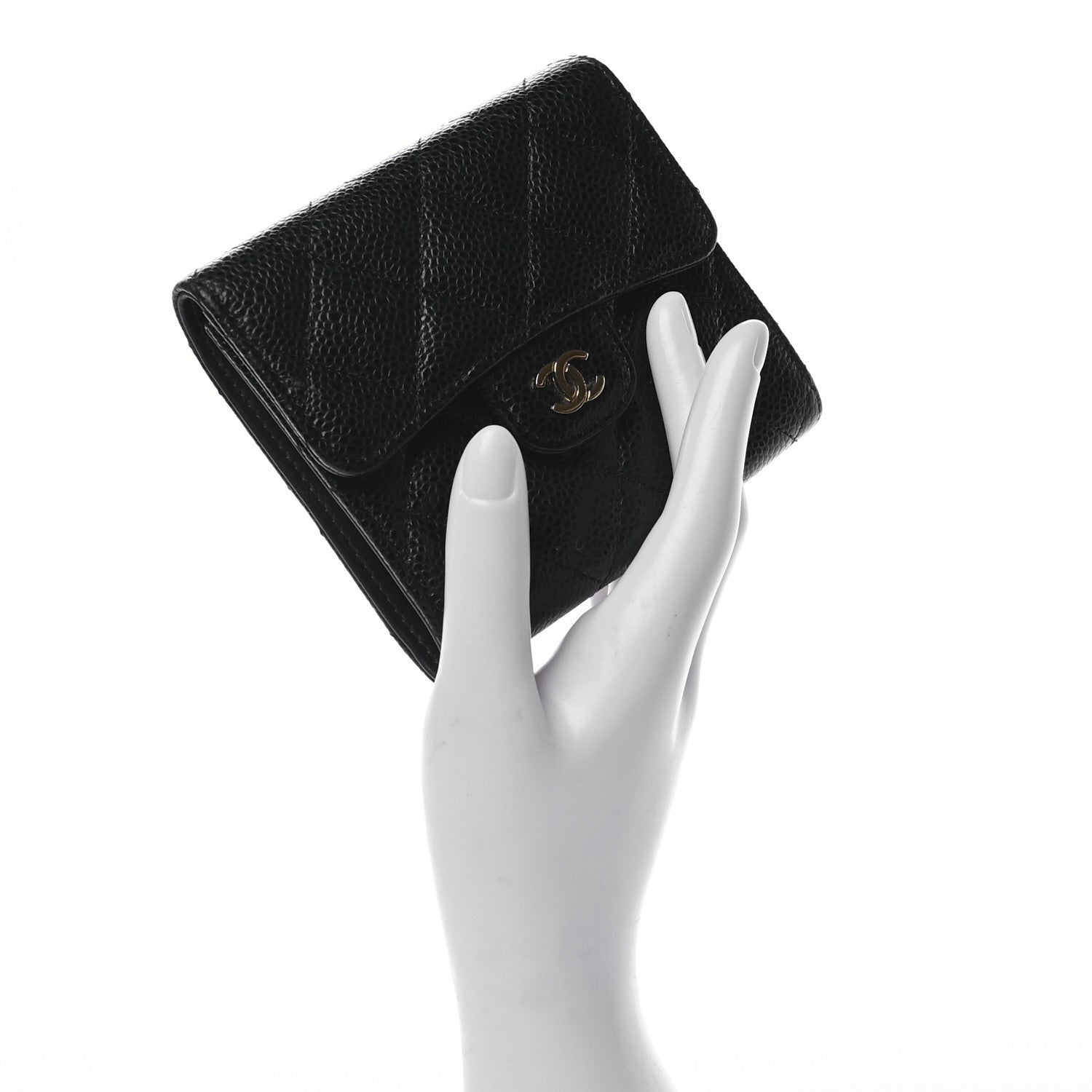 Chanel Caviar Quilted Compact Flap Wallet Black 2 of 8