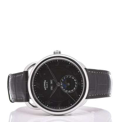 Hermes Stainless Steel Alligator 43mm Arceau Grande Lune Automatic Watch Graphite 3 of 7