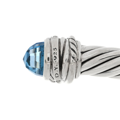 David Yurman Sterling Silver Diamond Hampton Blue Topaz 7mm Cable Classics Crossover Bracelet 3 of 3