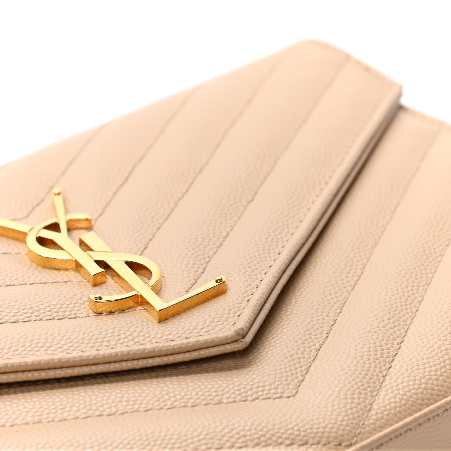 Saint Laurent Grain De Poudre Matelasse Chevron Monogram Chain Wallet Nude Powder 5 of 6