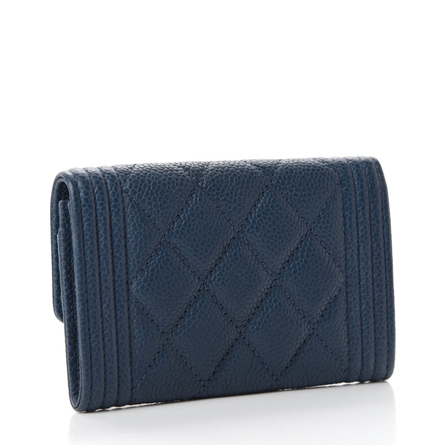 Caviar Quilted Boy Flap Card Holder Blue