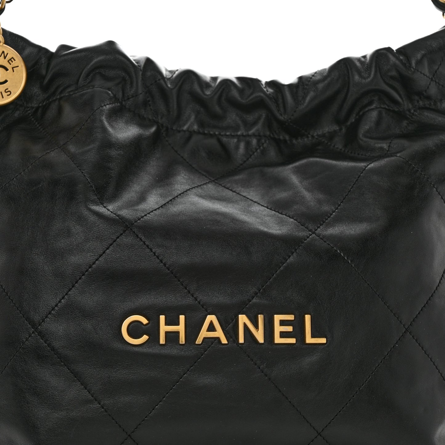 Shiny Calfskin Quilted Small Chanel 22 Black