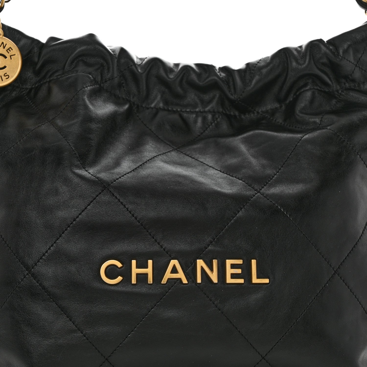 Chanel Shiny Calfskin Quilted Small Chanel 22 Black 10 of 12