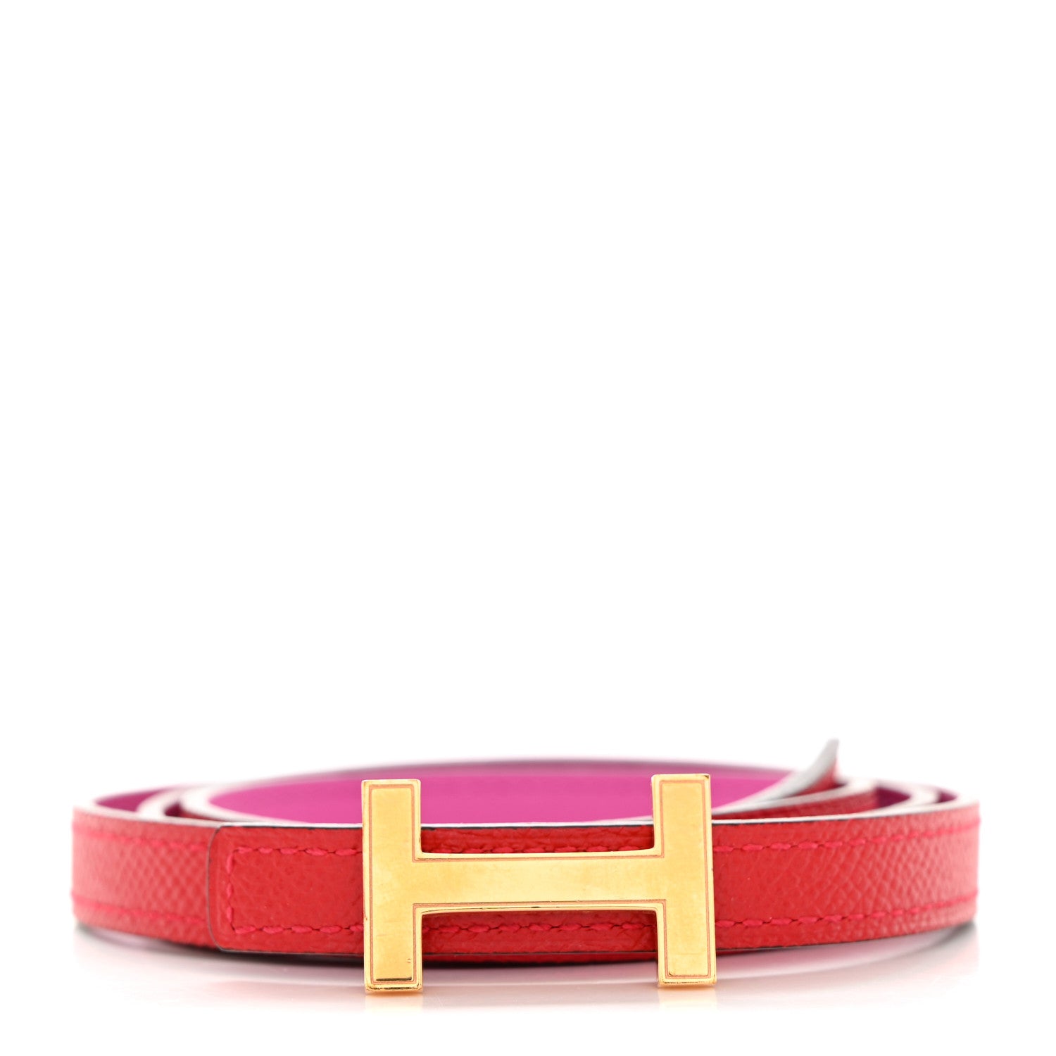 Hermes Swift Epsom 13mm Focus Belt 80 32 Magnolia Rouge Casaque 1 of 6