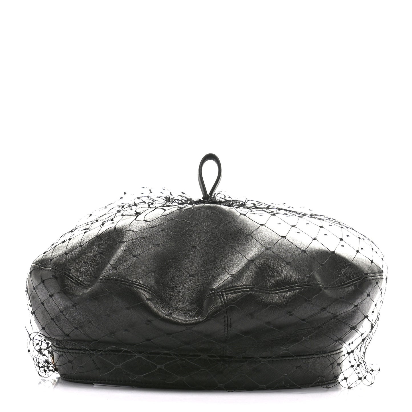 Lambskin Arty Beret Cap with Veil 57 Black