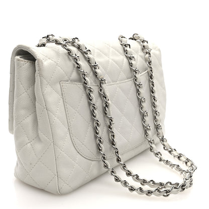 Chanel Caviar Quilted Jumbo Single Flap White 3 of 10