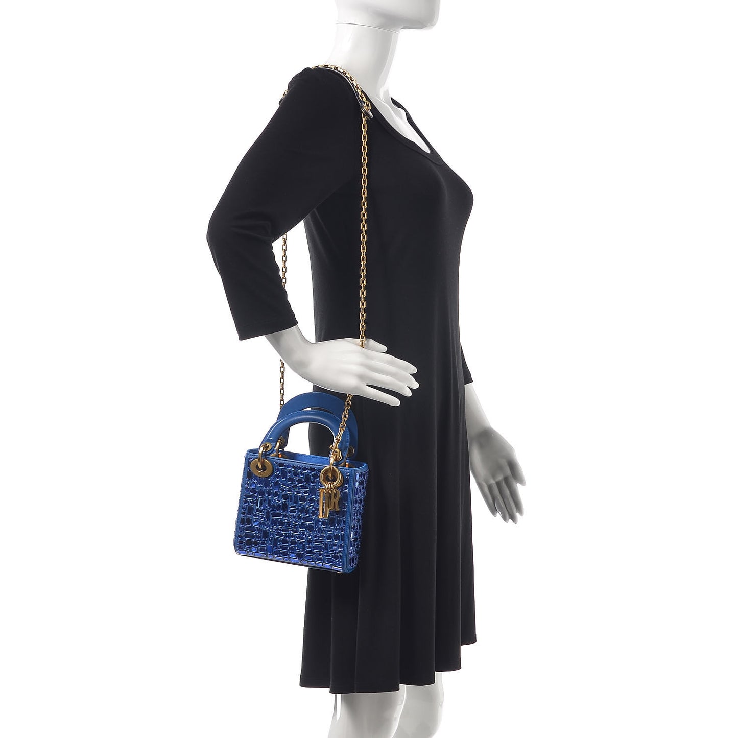 Smooth Calfskin Embroidered Mini Mosaic of Mirrors Lady Dior Blue