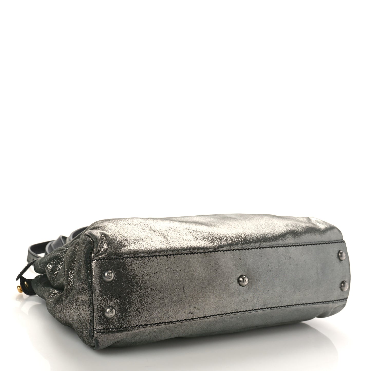 Metallic Fan Vitello Medium Peekaboo Iconic Satchel Silver