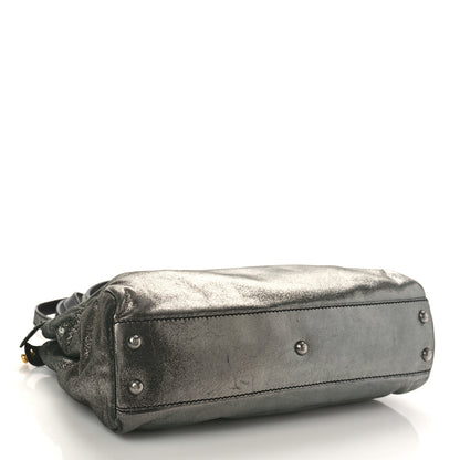 Fendi Metallic Fan Vitello Medium Peekaboo Iconic Satchel Silver 5 of 11