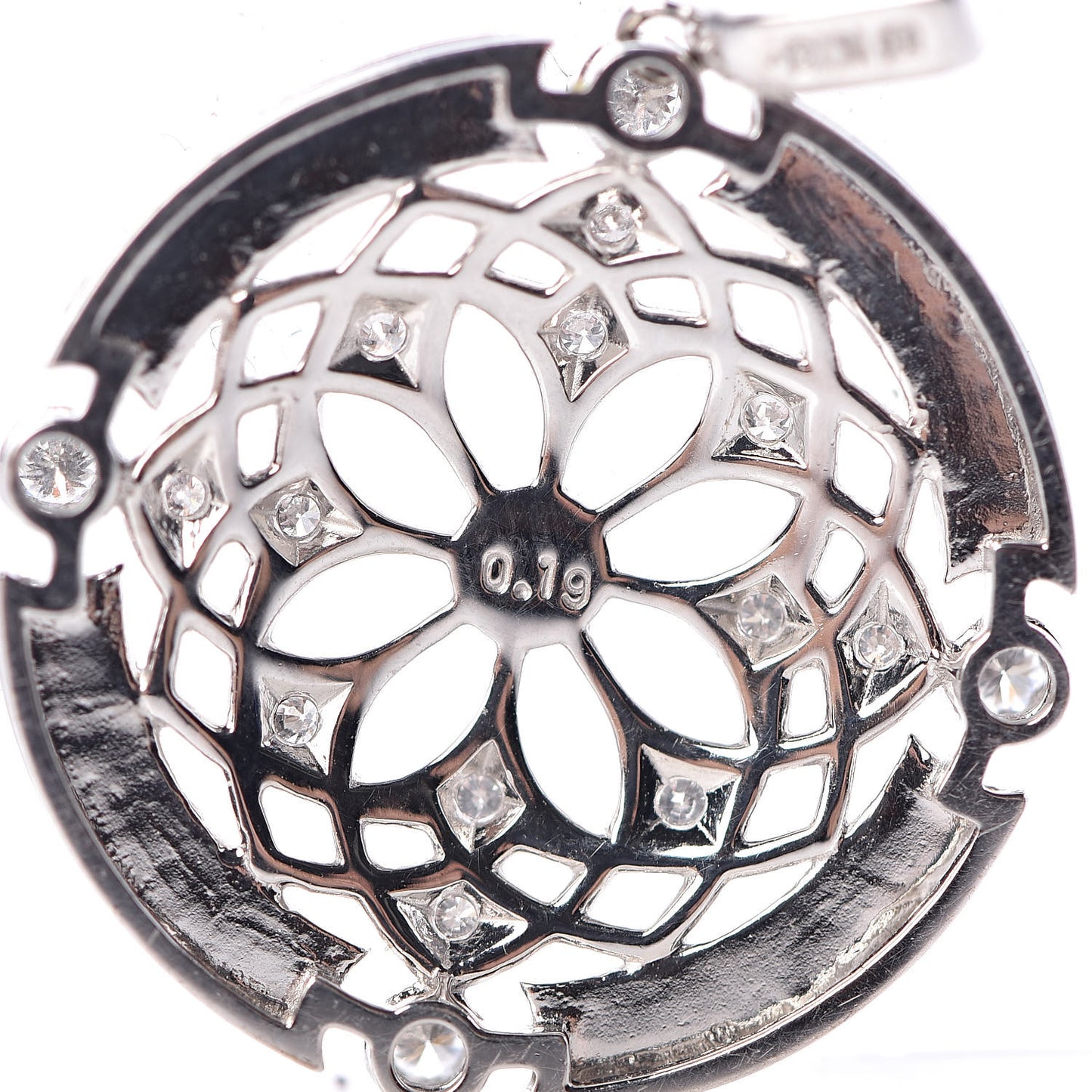 18K White Gold Enamel Diamond Black Onyx Round Pendant