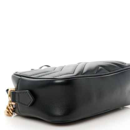 Gucci Calfskin Matelasse Mini GG Marmont Chain Shoulder Bag Black 10 of 11