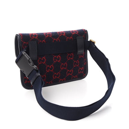 Gucci Covered Wool GG Monogram Slim Belt Bag Navy Red 2 of 10