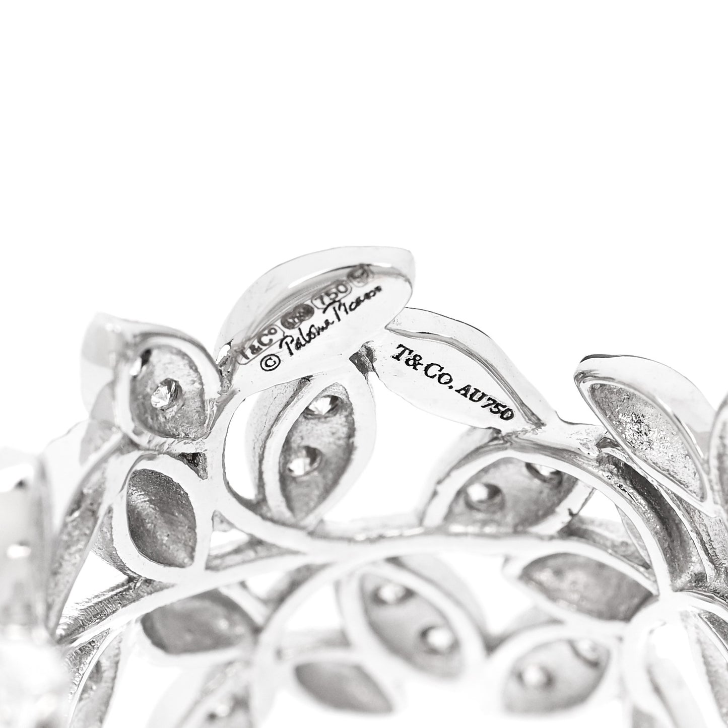 18K White Gold Diamond Paloma Picasso Olive Leaf Band Ring 49 5