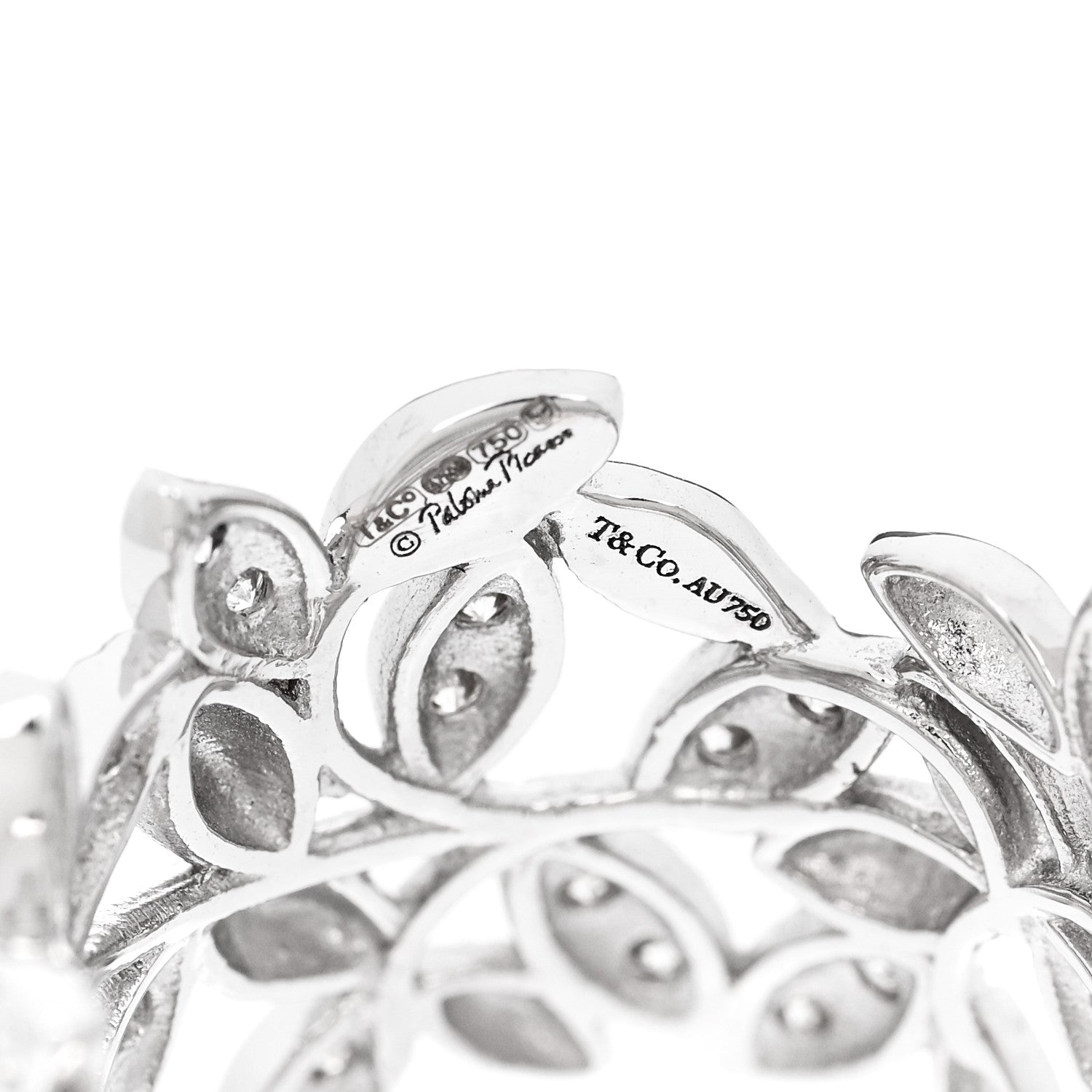 Tiffany 18K White Gold Diamond Paloma Picasso Olive Leaf Band Ring 49 5 4 of 5