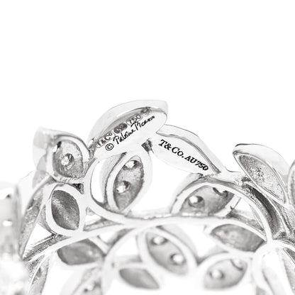 Tiffany 18K White Gold Diamond Paloma Picasso Olive Leaf Band Ring 49 5 4 of 5