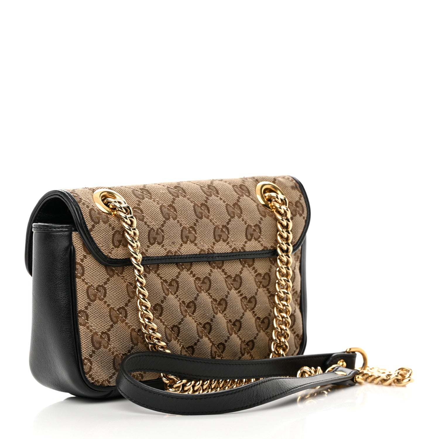 Gucci Monogram Matelasse Diagonal Mini GG Marmont Shoulder Bag Beige Black 3 of 17