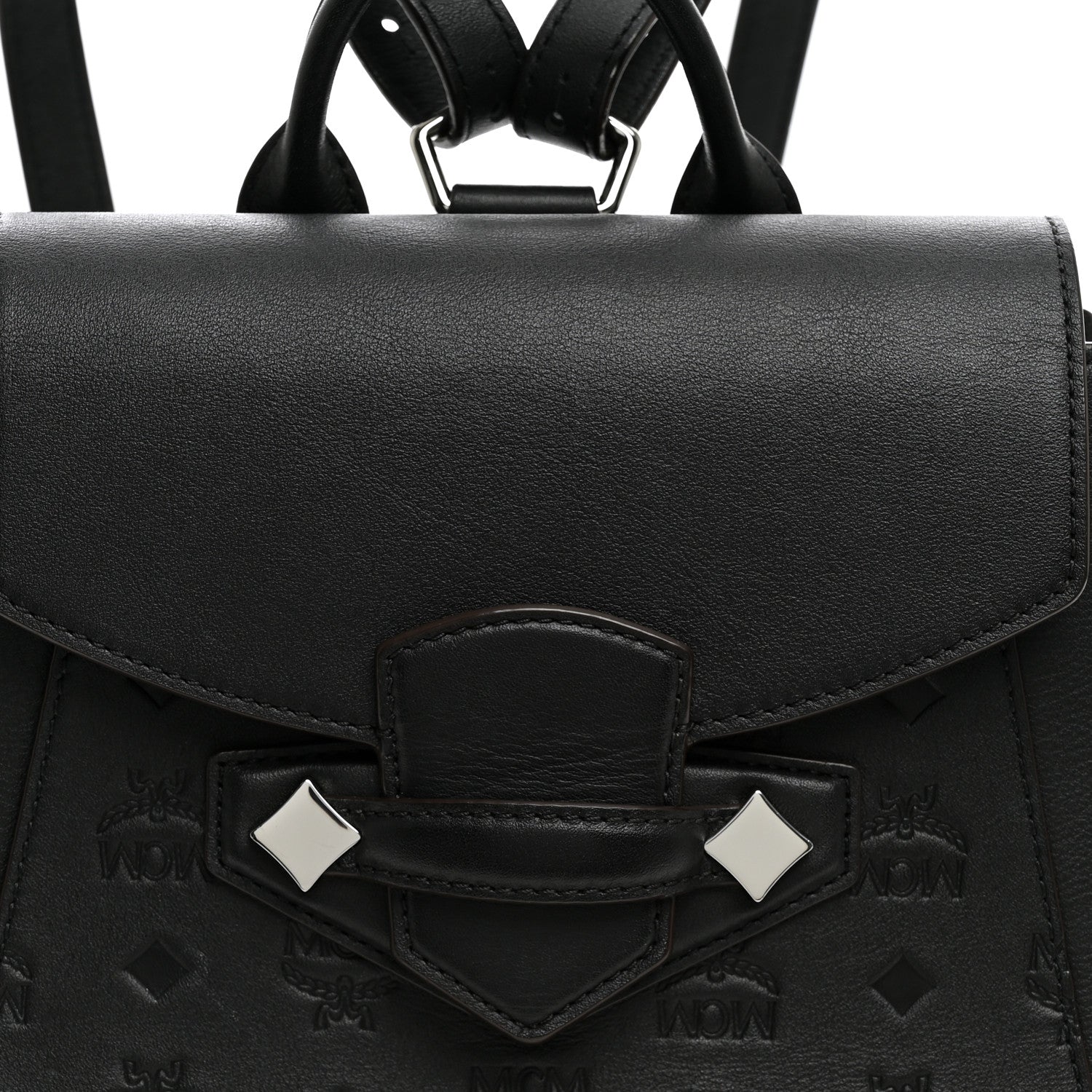 MCM Calfskin Ottomar Monogram Essential Small Backpack Black 7 of 11