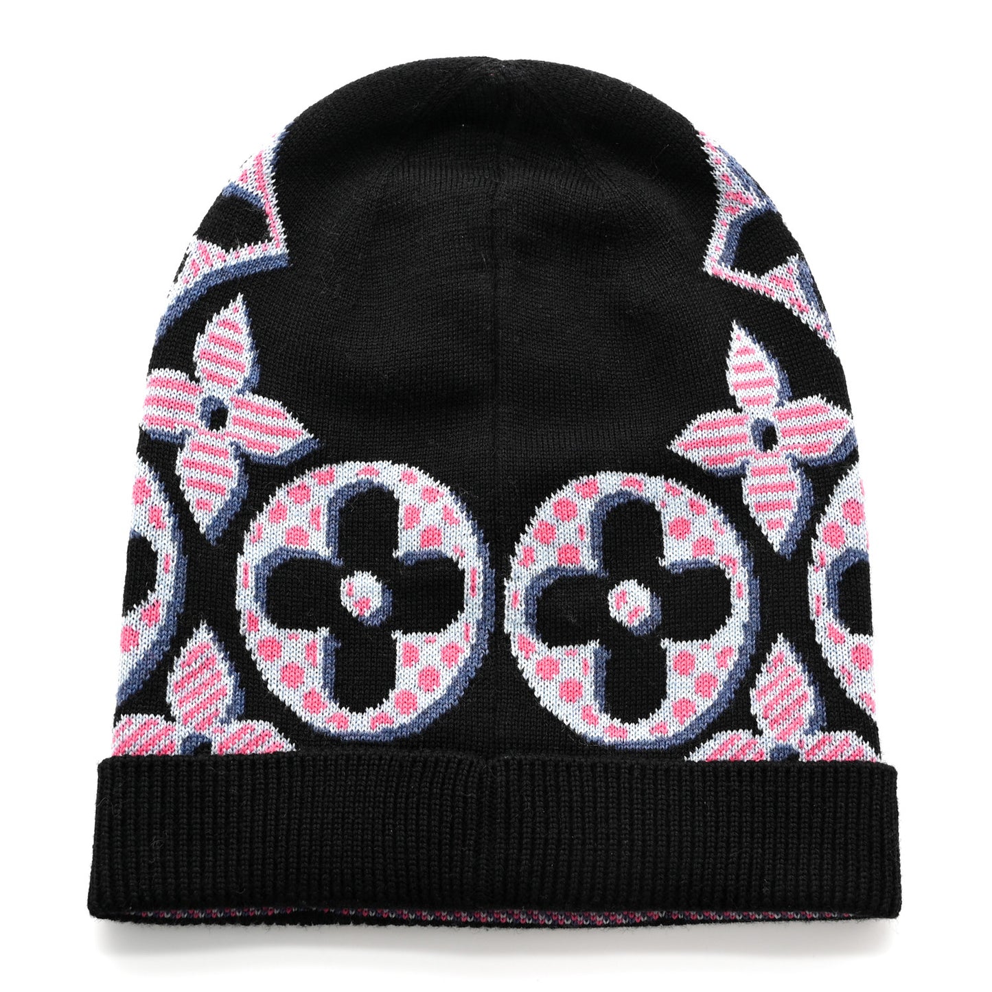 Knit Giant Monogram Beanie Black Pink