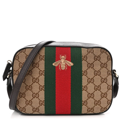 Gucci GG Supreme Monogram Web Small Webby Bee Shoulder Bag Dark Brown 1 of 13