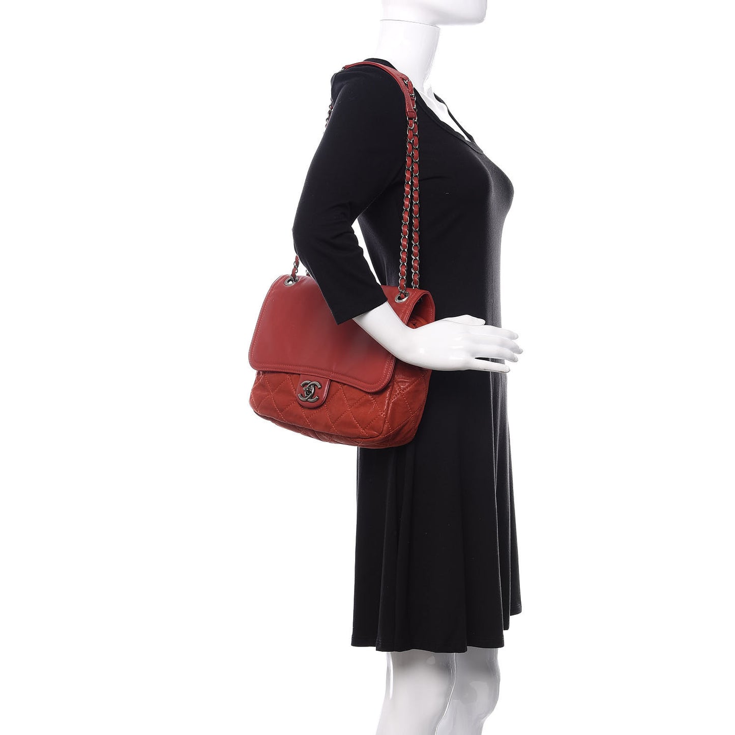 Iridescent Calfskin Medium In the Mix Flap Red
