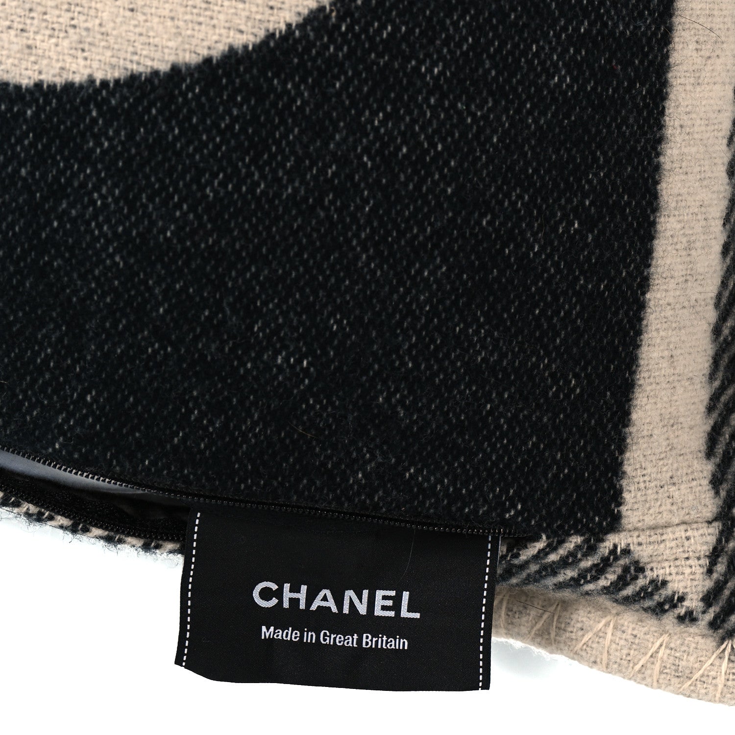 Chanel Merino Wool Cashmere CC Pillow Beige Black 3 of 3
