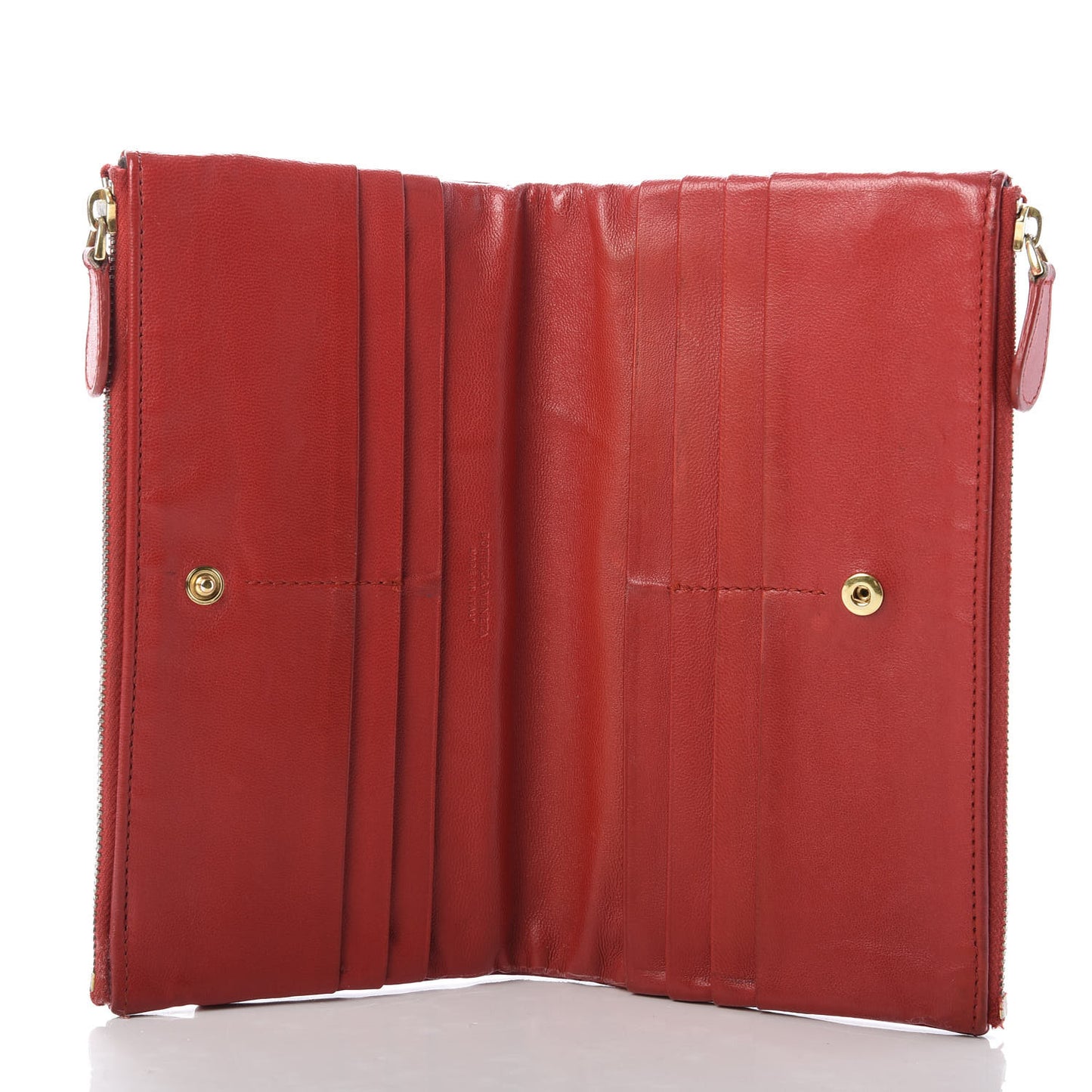 Nappa Intrecciato Double Zip Clutch Wallet Red