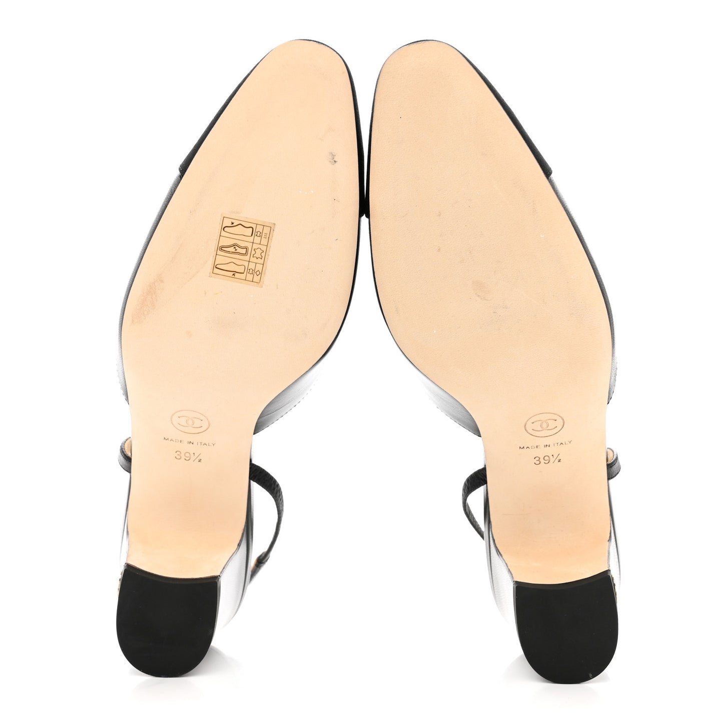 Goatskin Grosgrain Cap Toe CC Slingback Sandals 39.5 Black