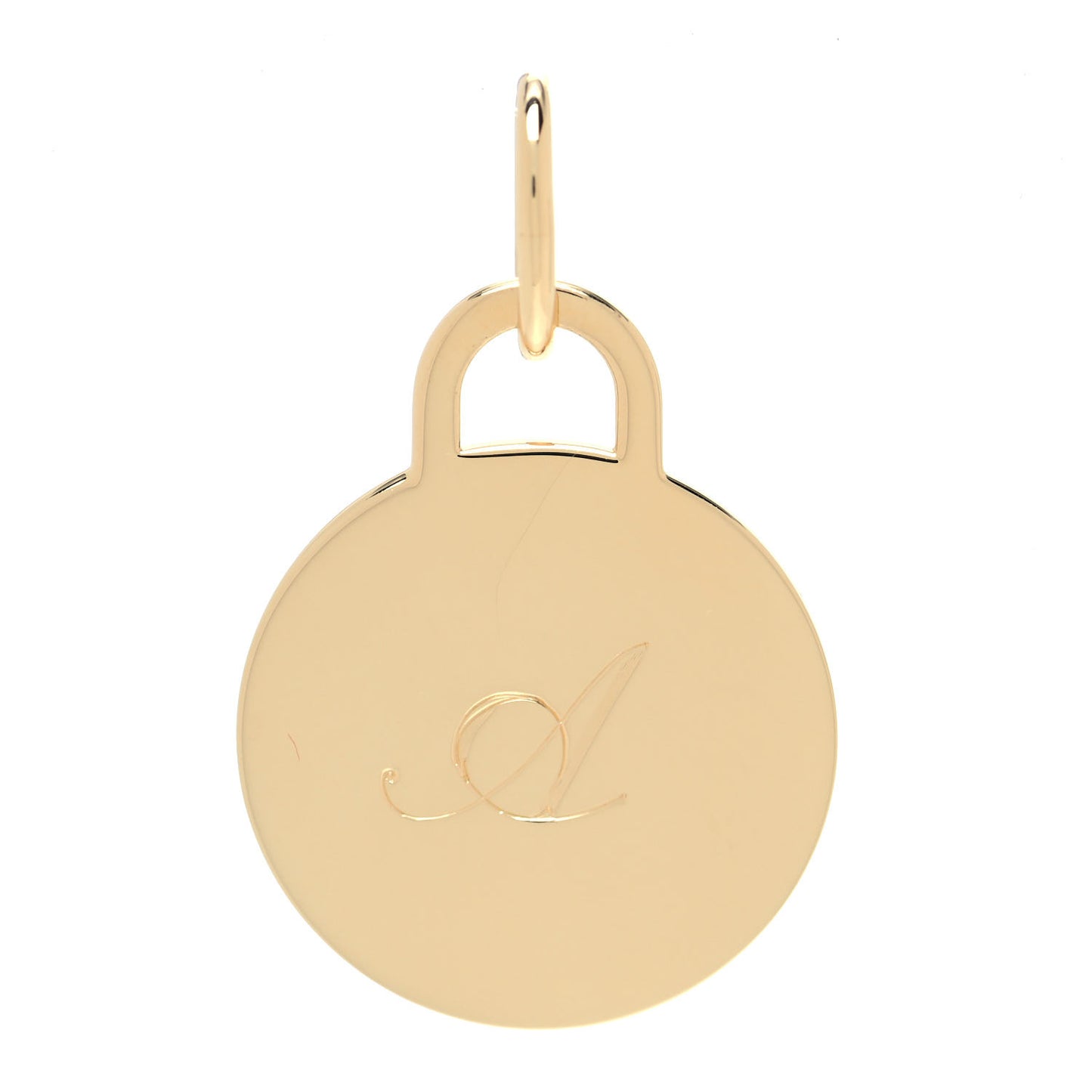 18K Yellow Gold Notes Large Letter A Disc Charm Pendant