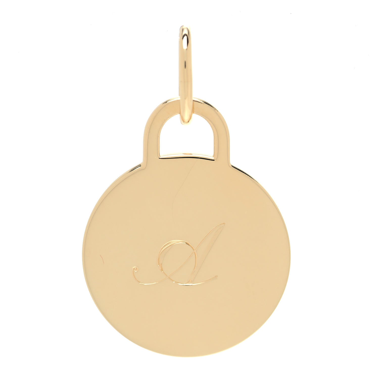 Tiffany 18K Yellow Gold Notes Large Letter A Disc Charm Pendant 1 of 3