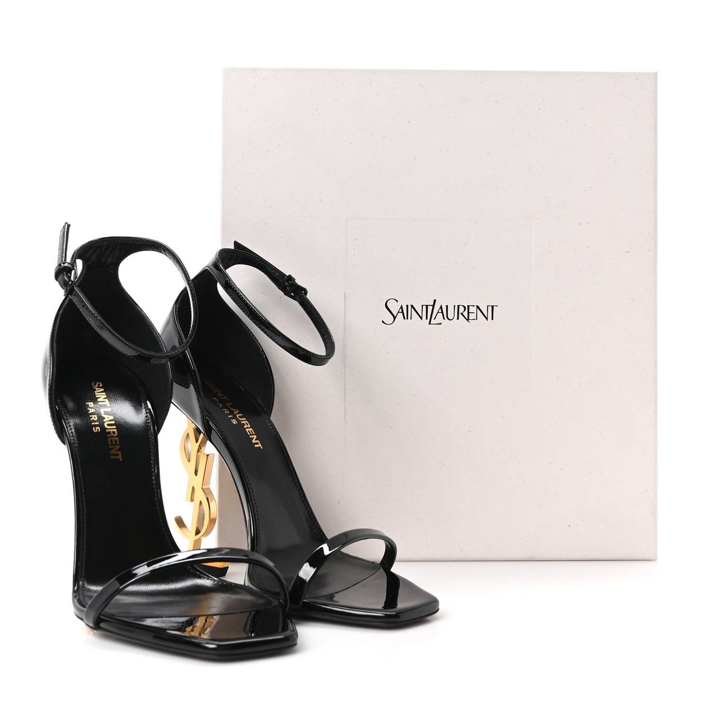 Patent Calfskin Opyum 110 Sandals Black Gold 37 Black Gold