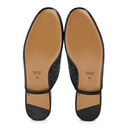 Gucci New Denim GG Malaga Kid Womens Princetown Slippers 36 Grey Black 6 of 10