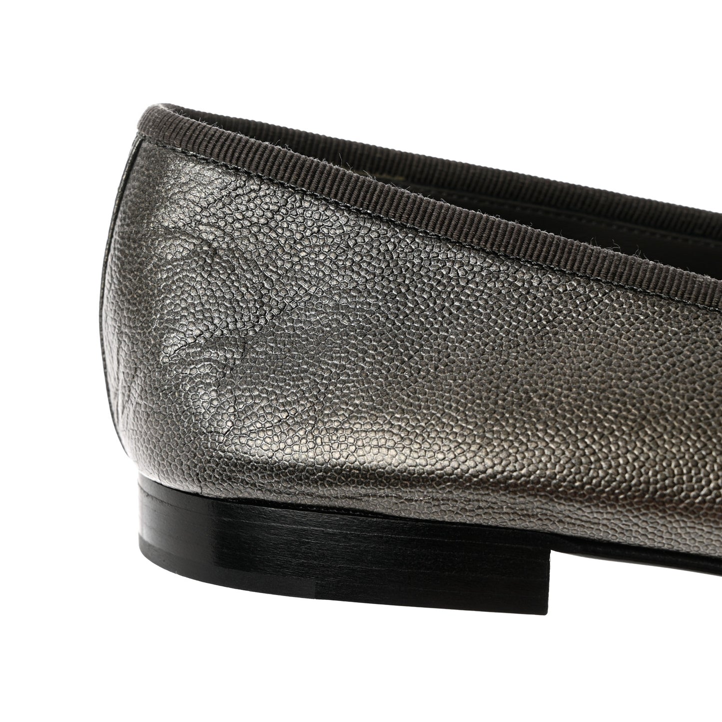 Metallic Caviar CC Cap Toe Ballerina Flats 40 Silver
