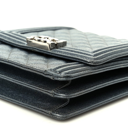 Chanel Iridescent Caviar Quilted North South Boy Flap Silver 19 of 21