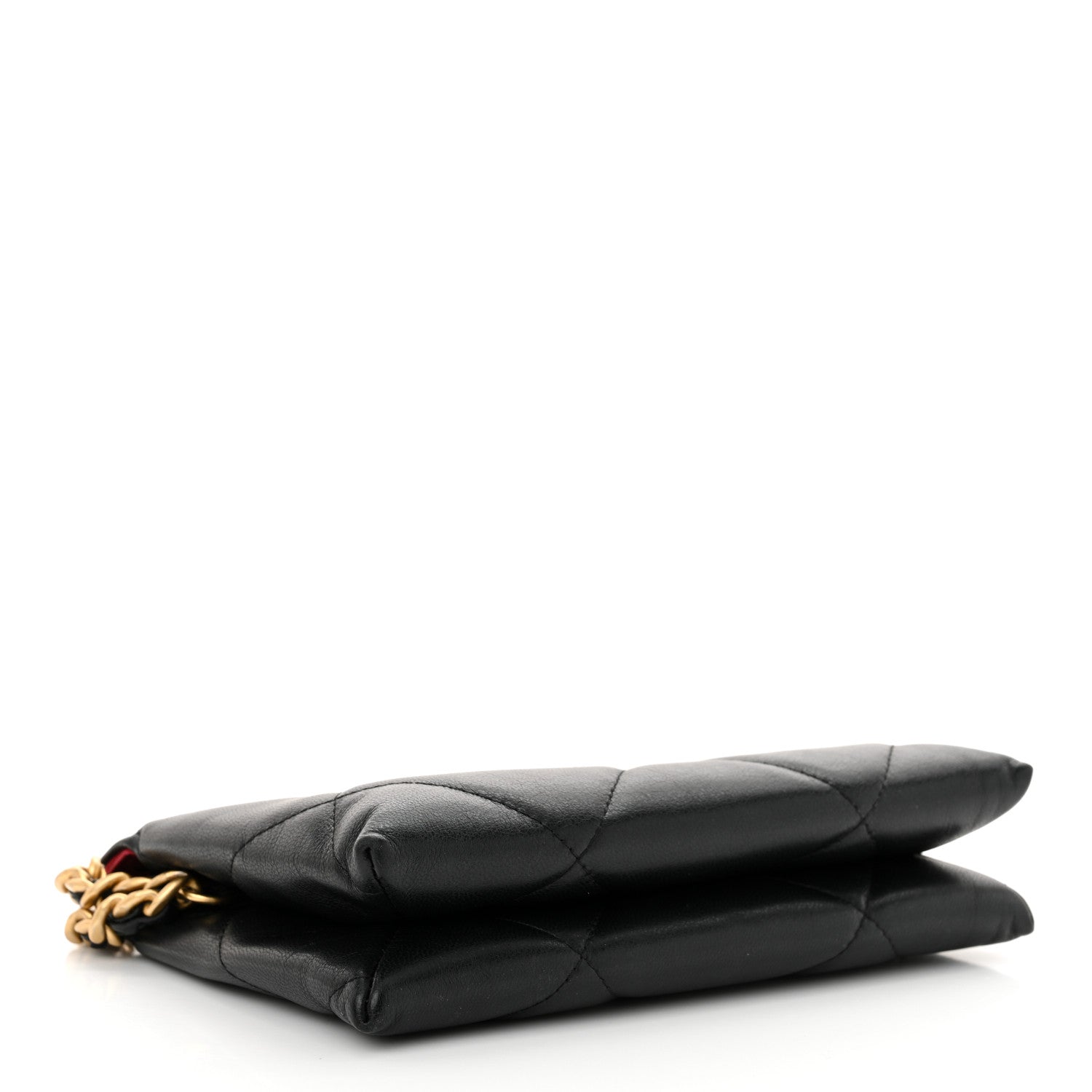 Chanel Shiny Goatskin Quilted Small Chanel 19 Pouch With Handle Black 4 of 10