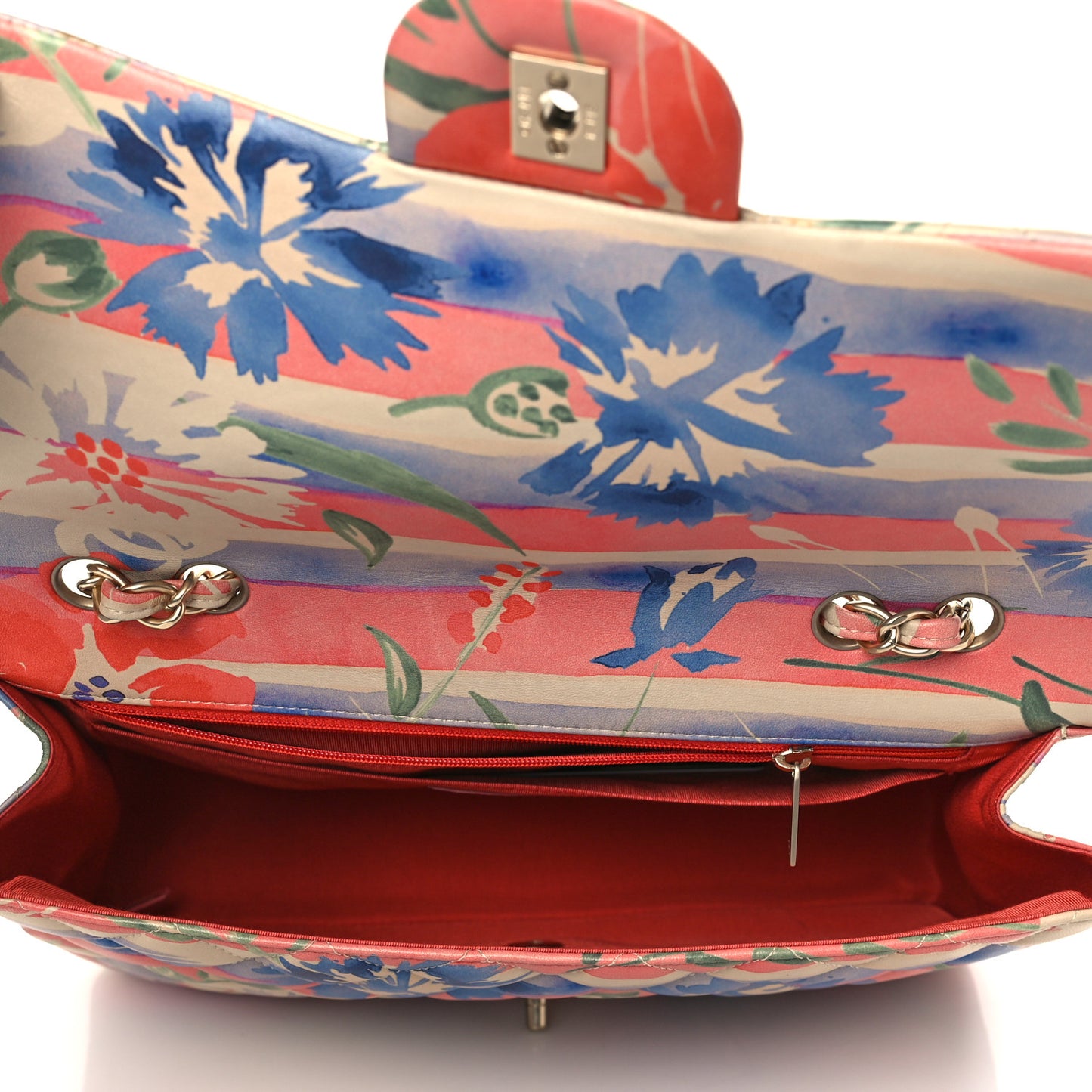 Lambskin Quilted Floral Jumbo Single Flap Multicolor