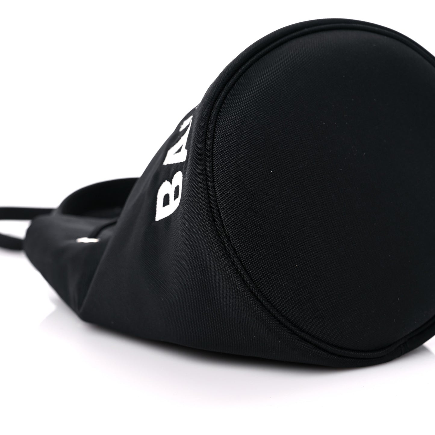 Recycled Sport Nylon Logo Embroidered Wheel Drawstring Bucket Bag XS Black
