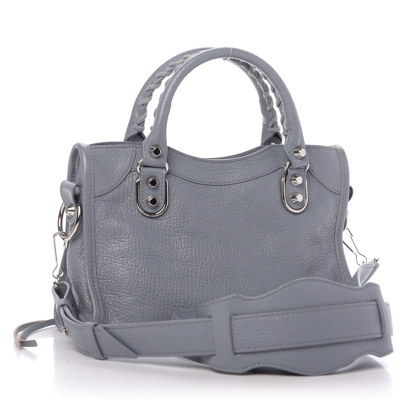Chevre Silver Metallic Edge Hardware Mini City Bleu Acier