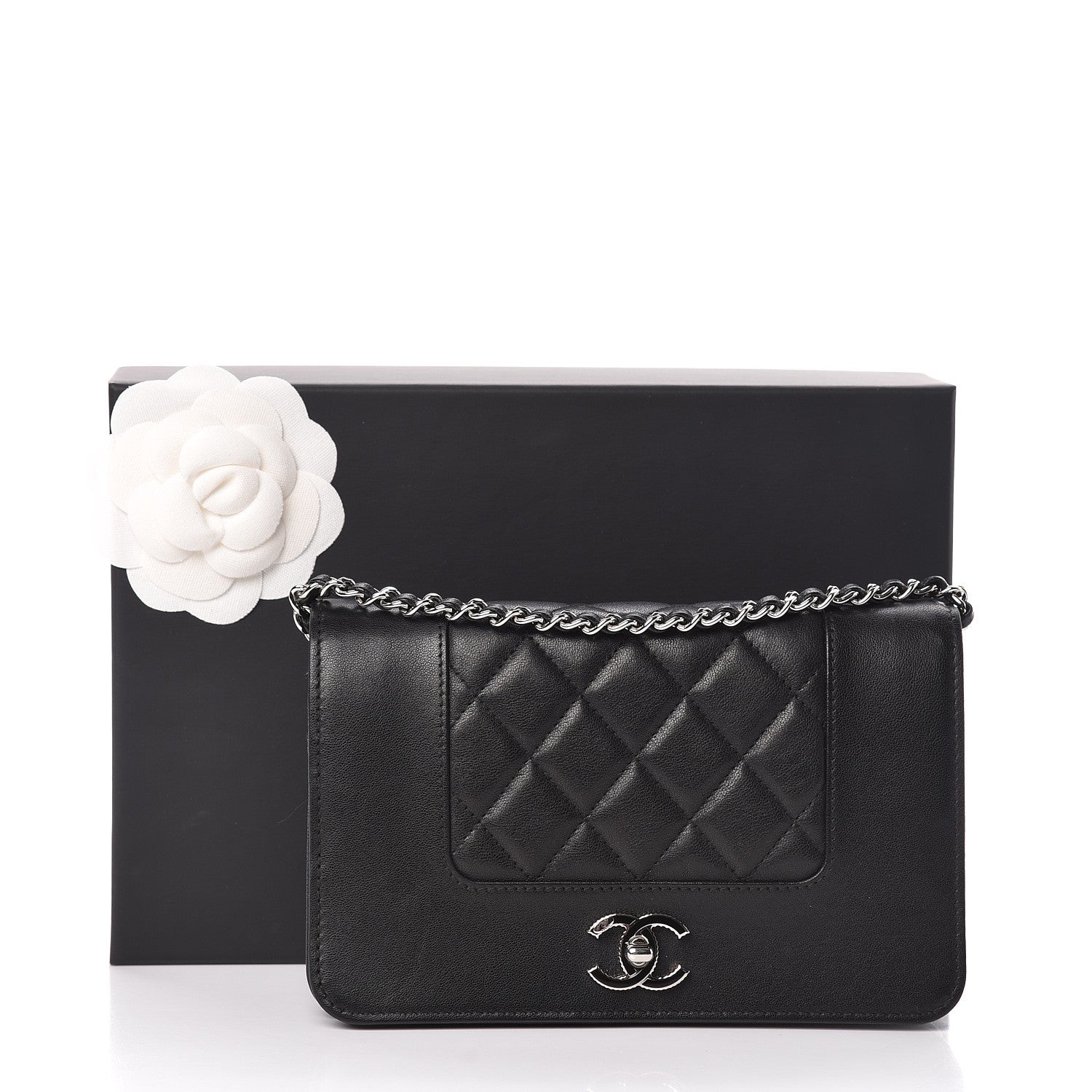 Chanel Sheepskin Quilted Mademoiselle Vintage Wallet On Chain WOC Black 17 of 17