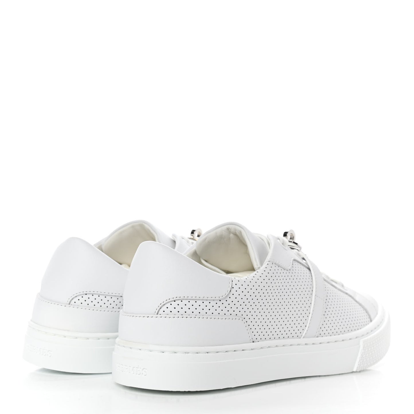 Calfskin Perforated Day Sneakers 38 White