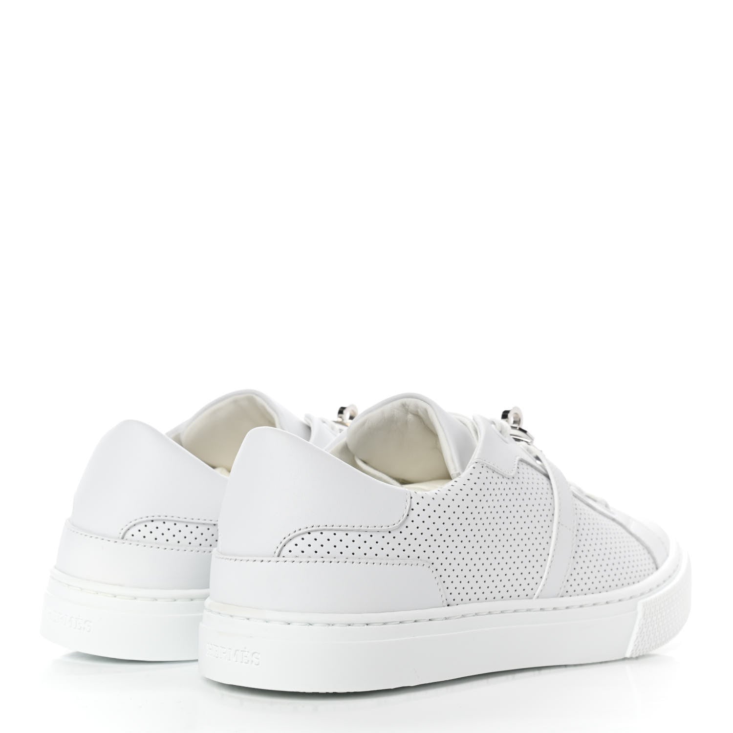 Hermes Calfskin Perforated Day Sneakers 38 White 4 of 8