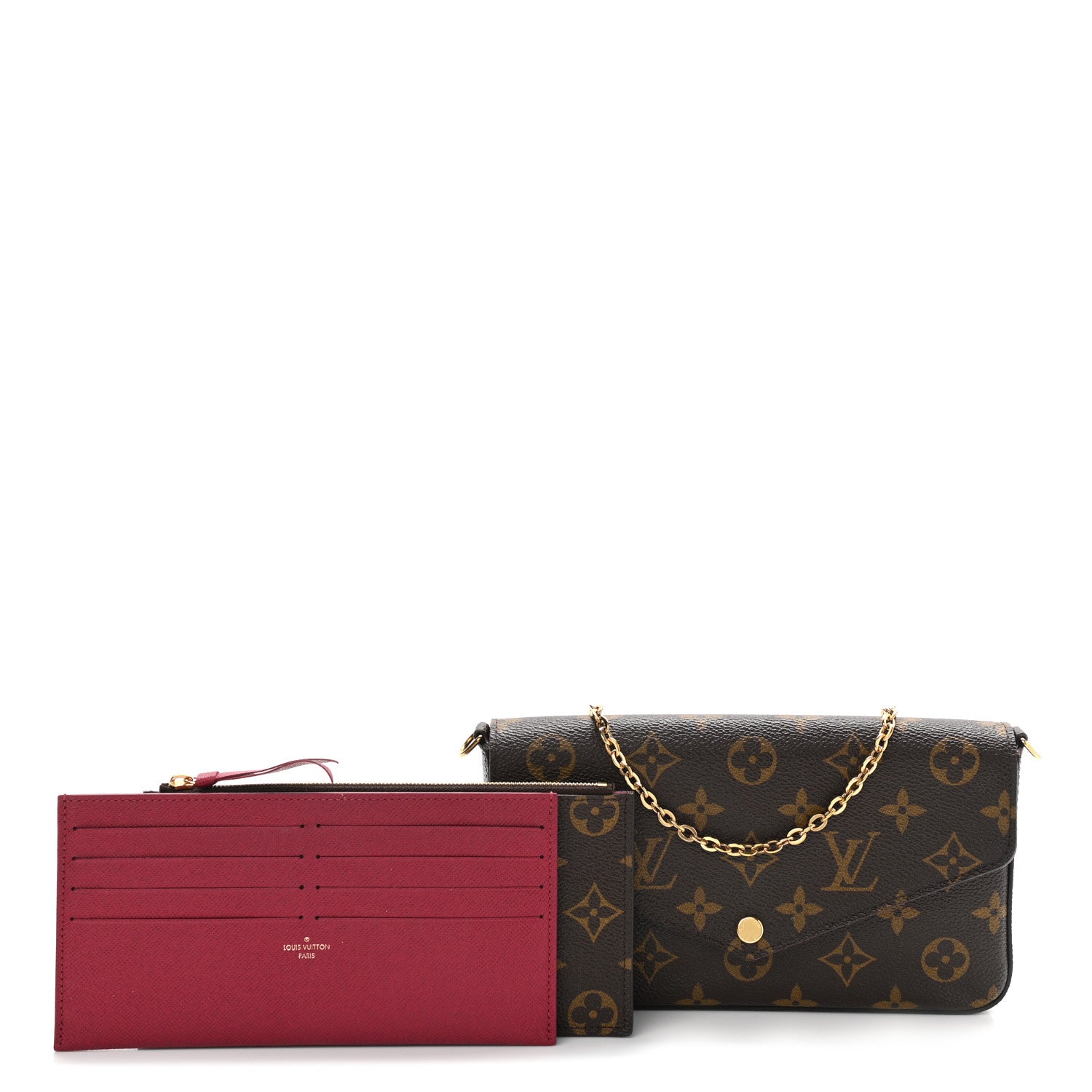 Louis Vuitton Monogram Pochette Felicie Chain Wallet Fuchsia 1 of 15