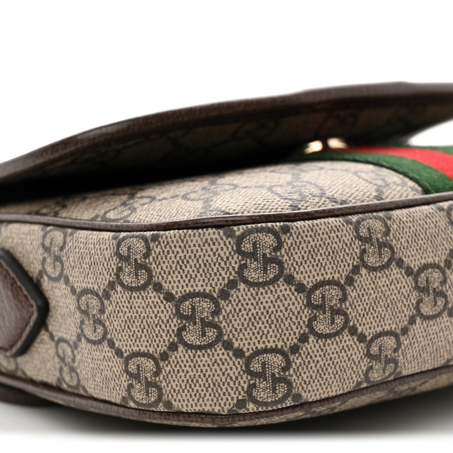 GG Supreme Monogram Textured Dollar Calfskin Small Ophidia Top Handle Shoulder Bag Beige Brown