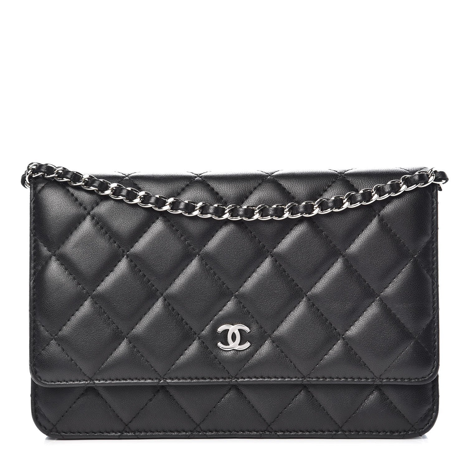 Chanel Lambskin Quilted Wallet On Chain WOC Black 1 of 9