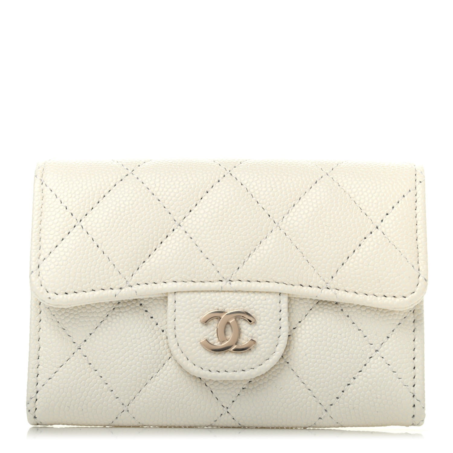 Chanel Caviar Quilted Flap Card Holder White 1 of 4