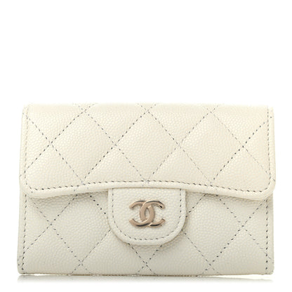 Chanel Caviar Quilted Flap Card Holder White 1 of 4