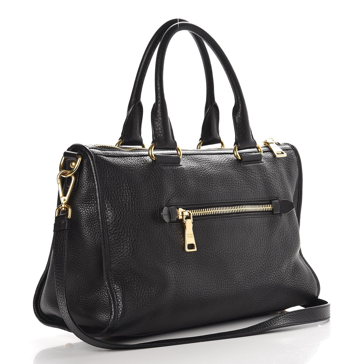 Prada Vitello Daino Shopping Satchel Black 3 of 8