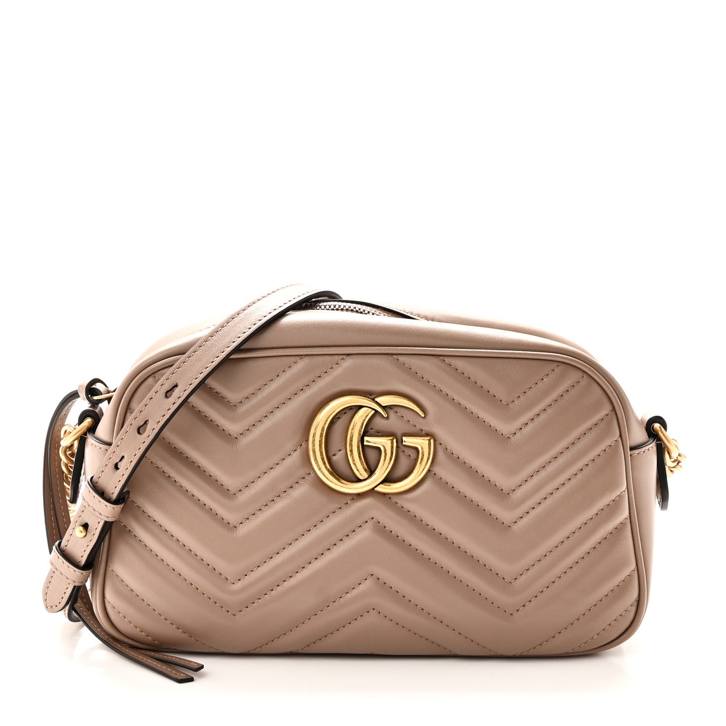 Calfskin Matelasse Small GG Marmont Chain Shoulder Bag Porcelain Rose