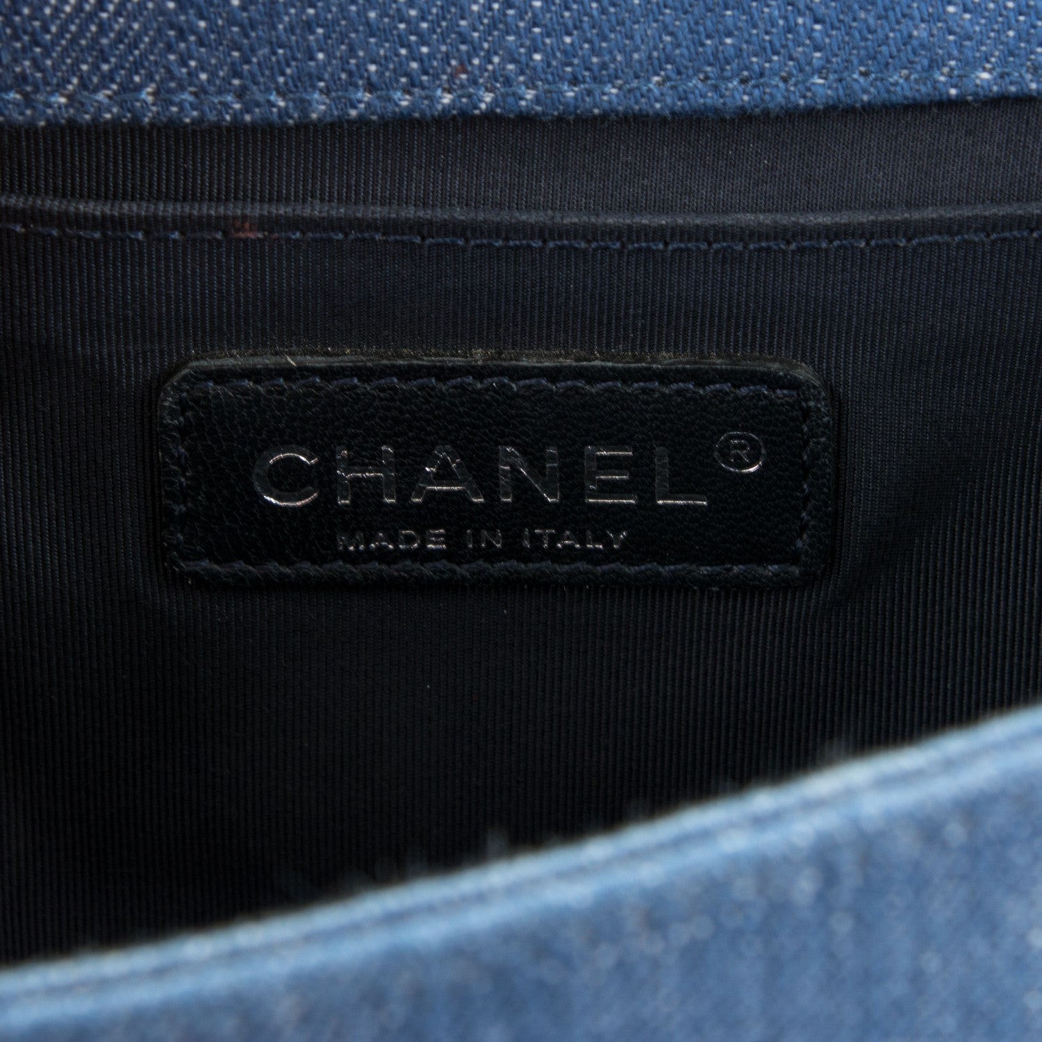 Chanel Denim Chevron Quilted Medium Boy Flap Blue 6 of 8