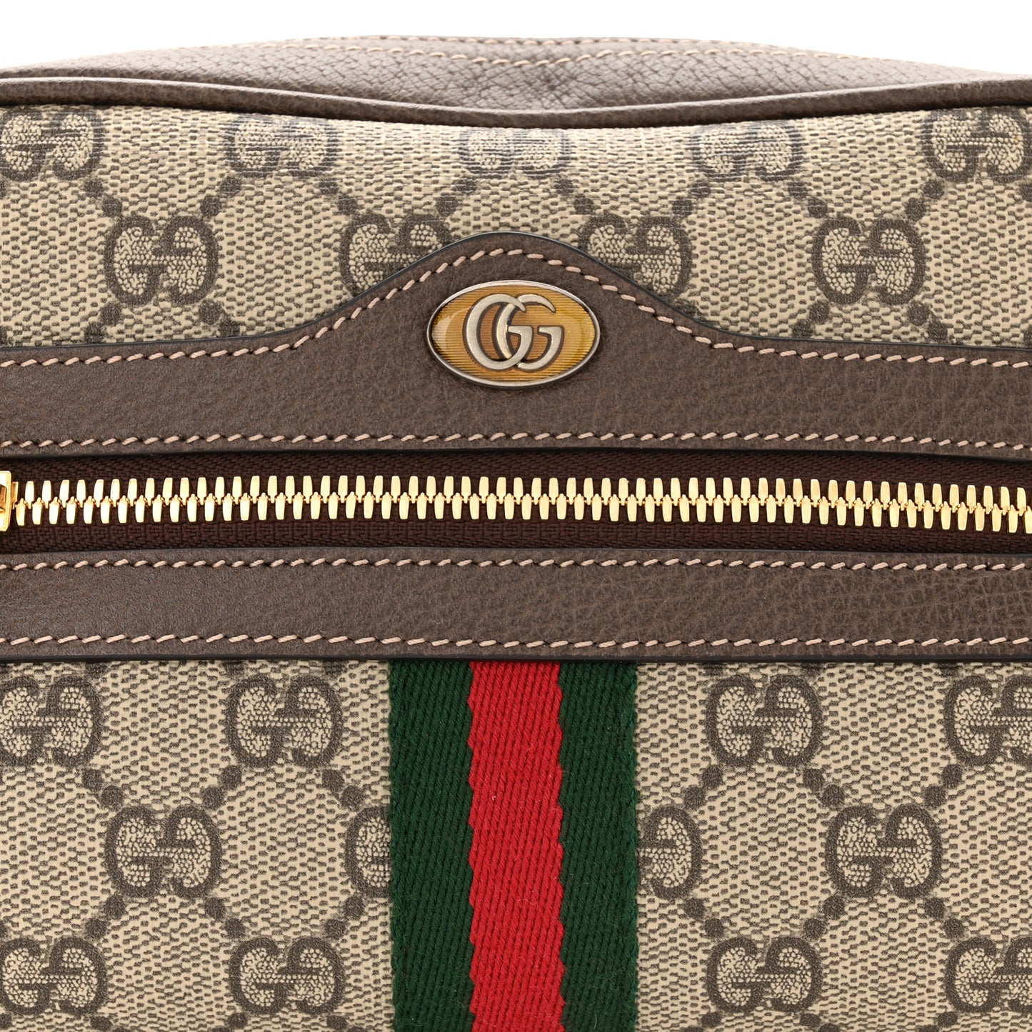 GG Supreme Monogram Web Small Ophidia Belt Bag 85 34 Dark Brown