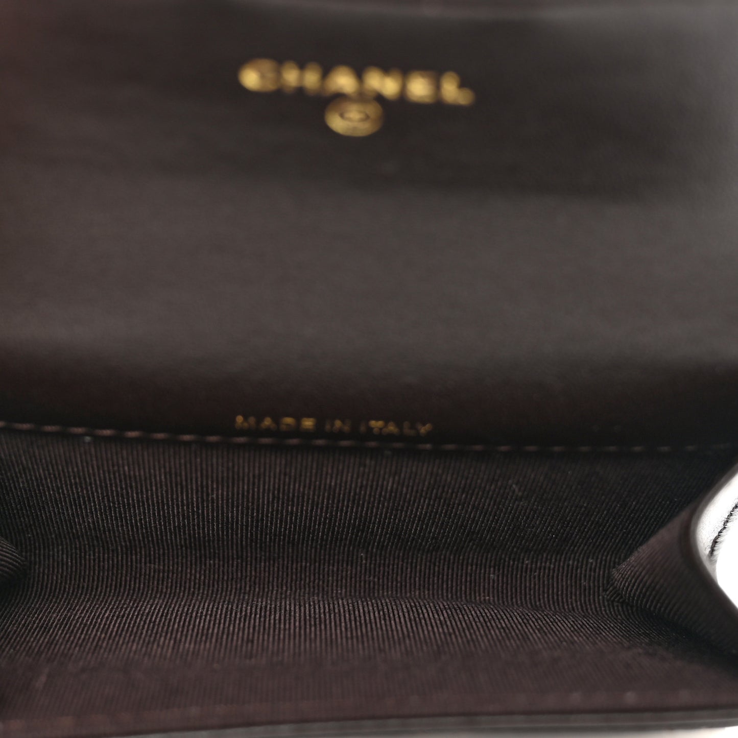 Lambskin Quilted Flap Card Holder Wallet Dark Brown